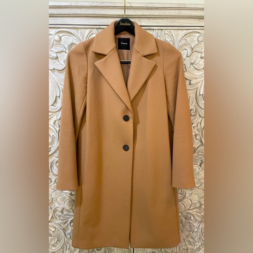 Theory Camel Trench-Style Single-Breasted Coat